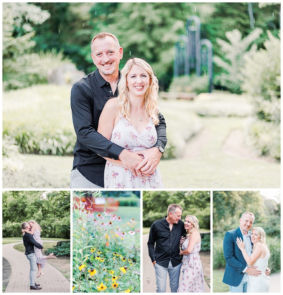 Collage of Greensboro Arboretum Engagement Session with Michelle and Micah