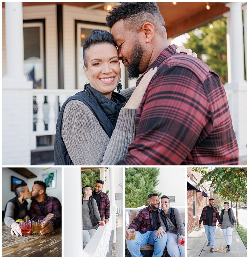 Ashleigh and James engagement session in downtown clayton nc