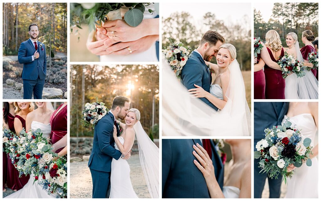 Ashton and Nick from their fall wedding at lavender oaks